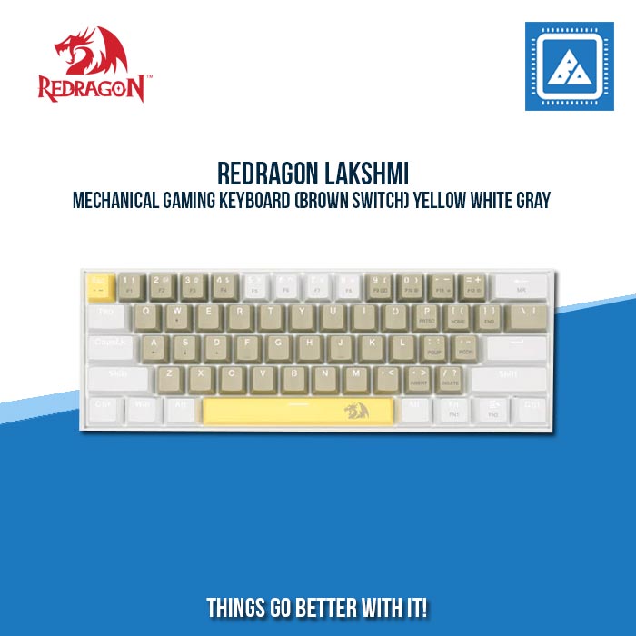 REDRAGON LAKSHMI MECHANICAL GAMING KEYBOARD (BROWN SWITCH) YELLOW WHITE GRAY REDRAGON LAKSHMI MECHANICAL GAMING KEYBOARD (BROWN SWITCH) YELLOW WHITE GRAY